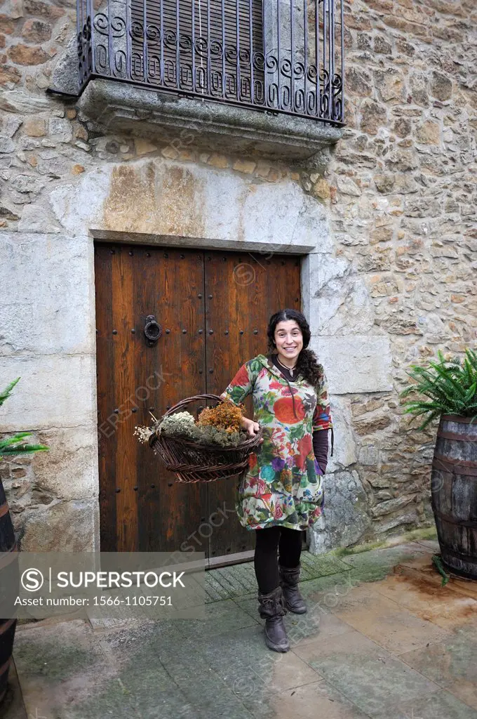 Rosa Maria, herbalist Peratallada, small fortified medieval town in the municipality of Forallac Province of Girona Autonomous community of Catalonia,...