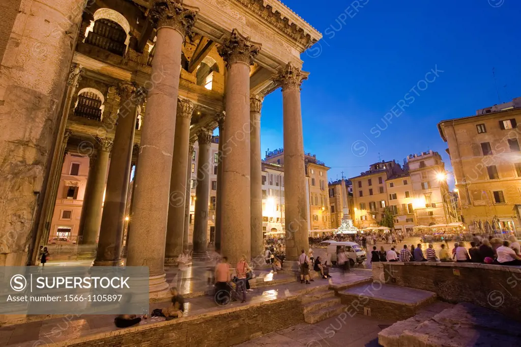 The Pantheon at night, Piazza Della Rotonda, Rome, Italy, Europe.