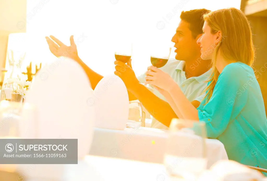 Couple in outdoor restaurant