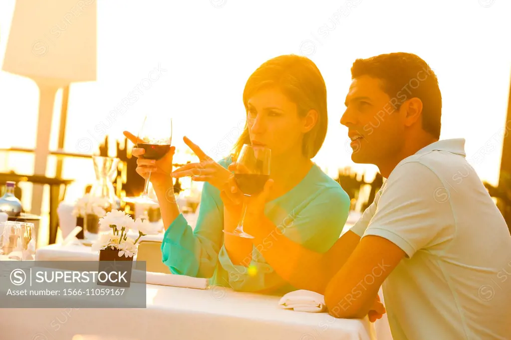 Couple in outdoor restaurant