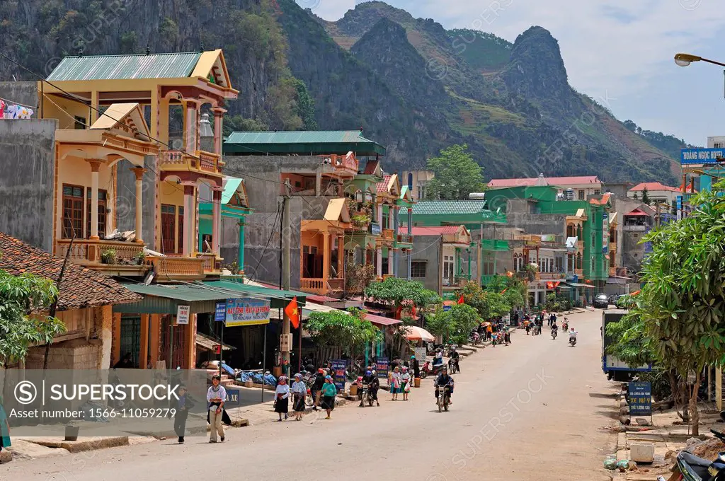 main street of Dong Van, Ha Giang province, northern Vietnam, southeast asia.
