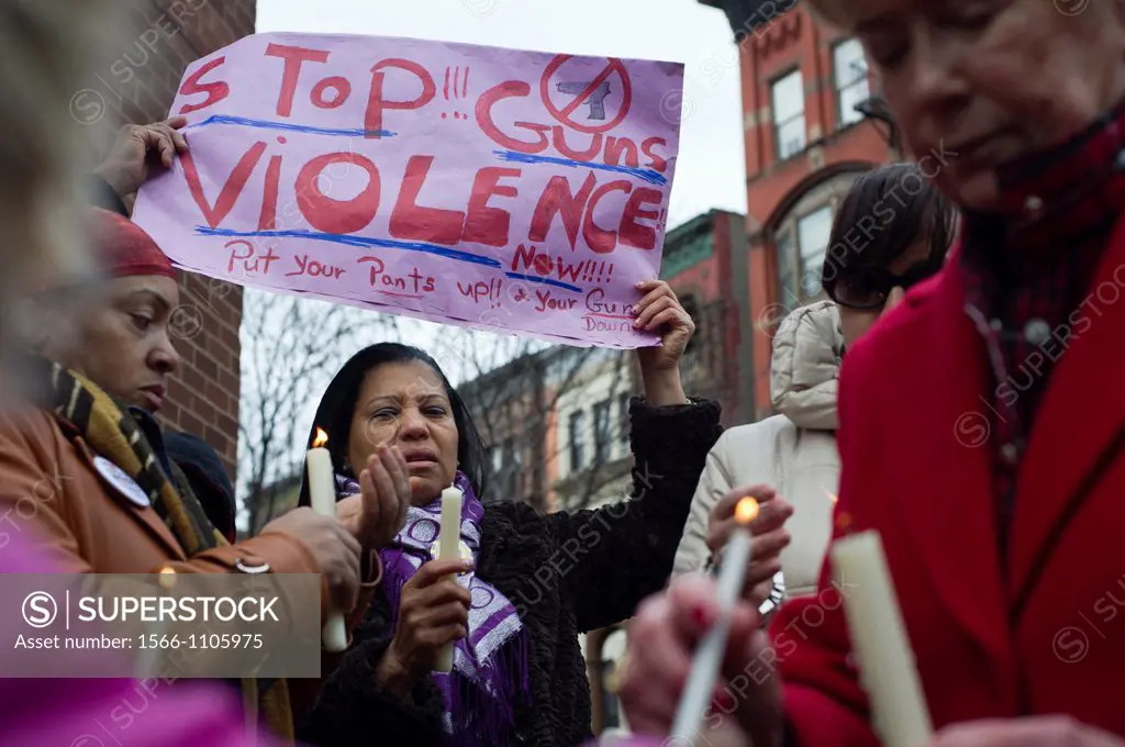 ´Too Many Victims´ march and rally in Harlem in New York on Sunday, January 8, 2012 on the one year anniversary of the Tucson shooting of U S  Represe...