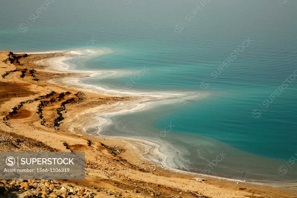 View over the shrinking dead sea, Jordan
