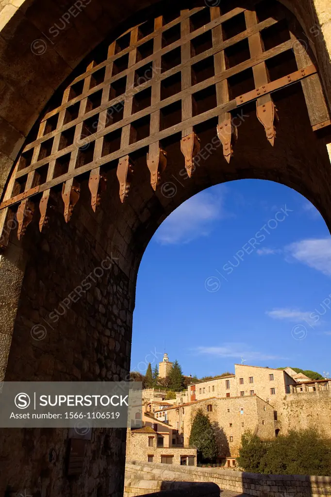 Besalú from Medieval Bridge, La Garrotxa, Girona, Spain