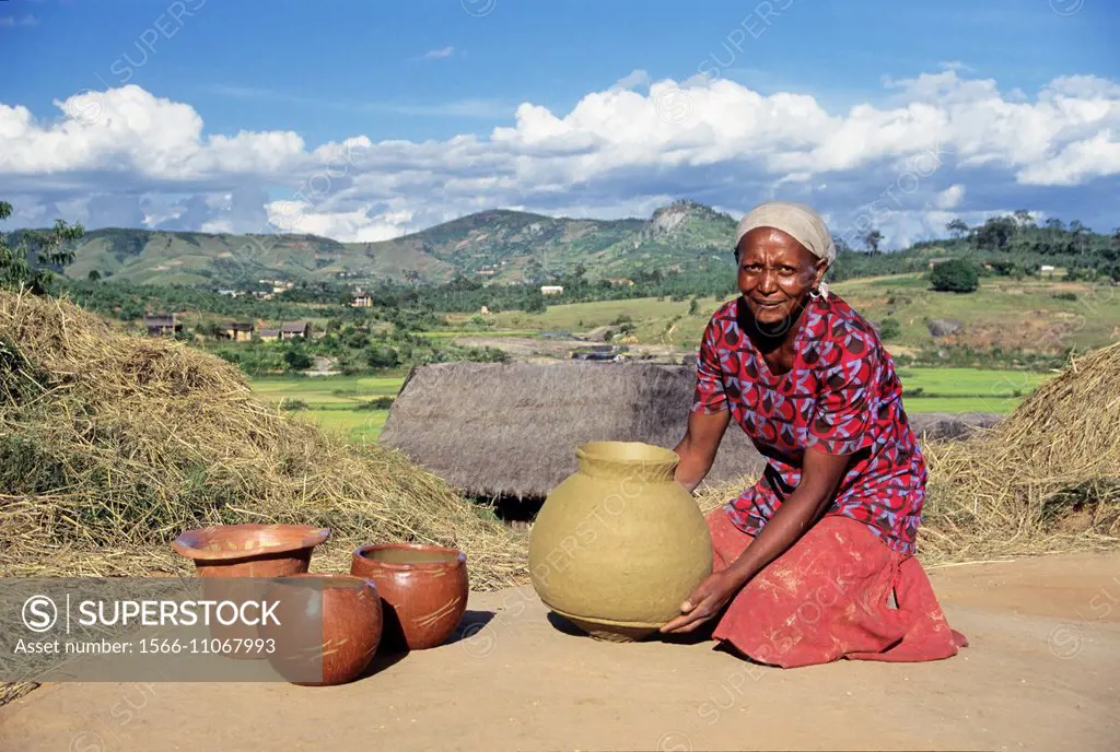 pottery in a village around Fianarantsoa, Central Highlands, Republic of Madagascar, Indian Ocean.