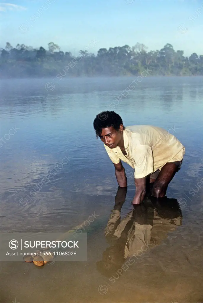 bank of the Mananjary river, Madagascar, Indian Ocean, Southeast Africa.