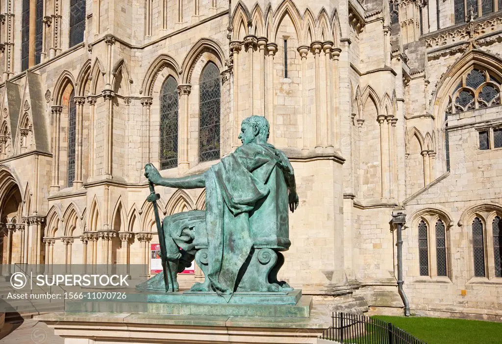 Statue of Constantine the Great oustside the Minster York North Yorkshire England UK.