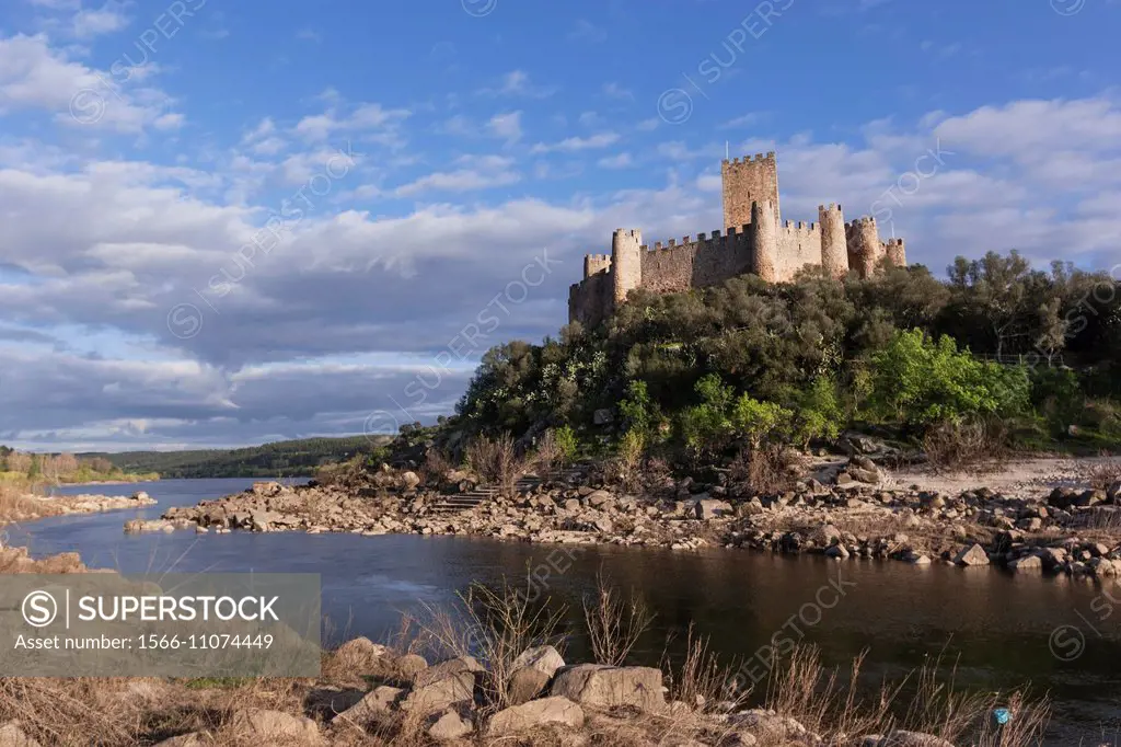 Medieval castle of Almourol, in the middle of the Tagus River. Praia do Ribatejo, Médio Tejo, Portugal