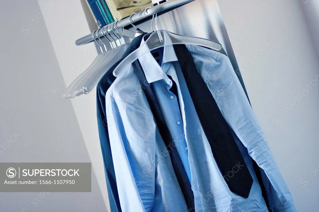 coat hanger of shirts in the office