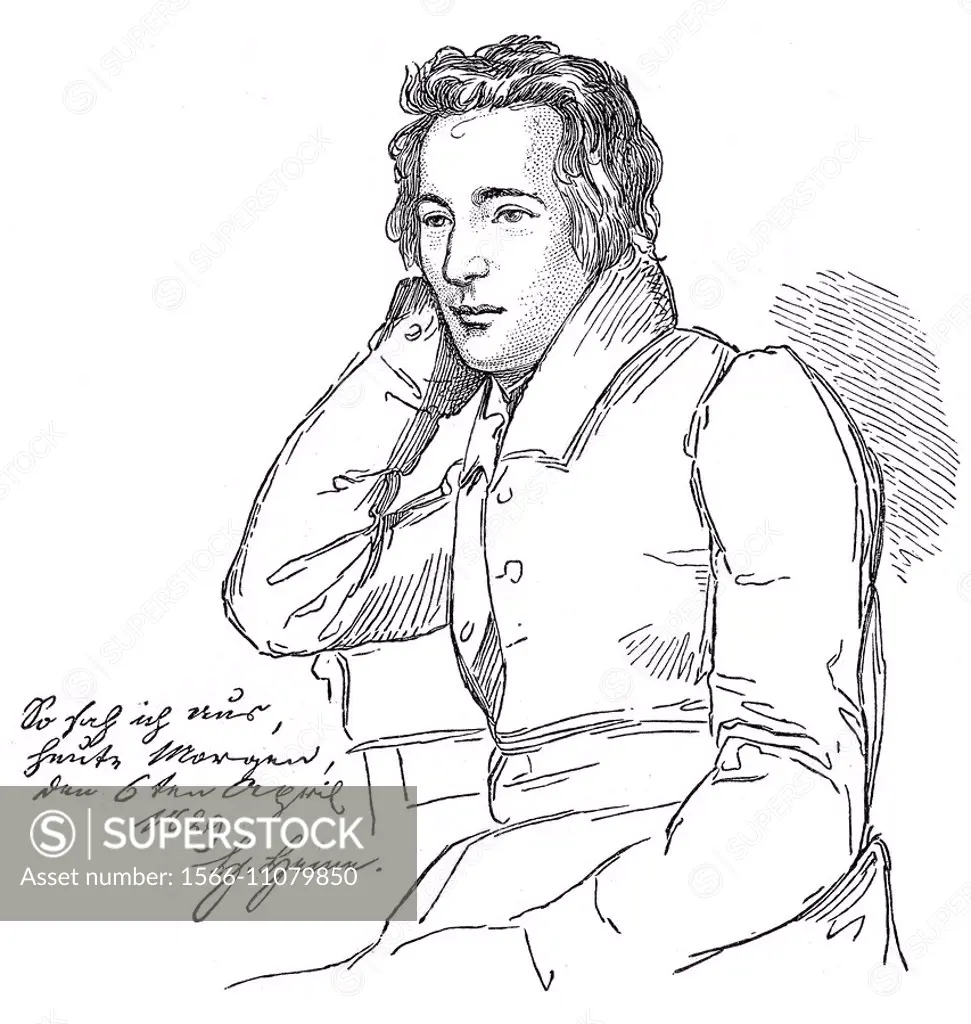 portrait of Christian Johann Heinrich Heine, 1797 - 1856, a German poet, writer and journalist,.