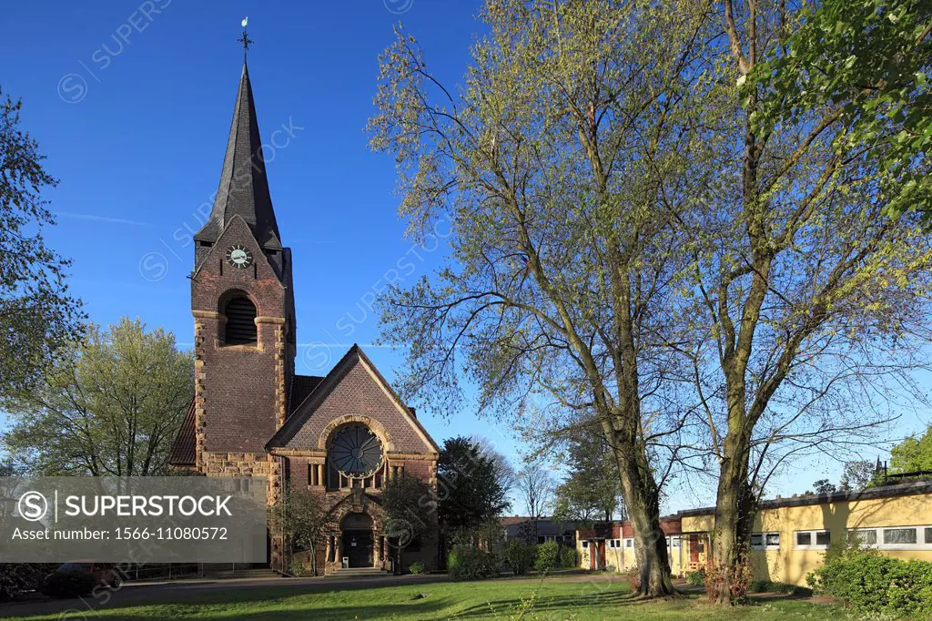 Germany, Oberhausen, Ruhr area, Lower Rhine, Rhineland, North Rhine-Westphalia, NRW, Oberhausen-Sterkrade, evangelic Christus Church, brick church.