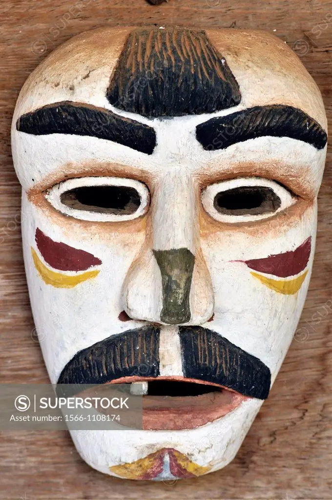 Mask. Mission church ´Iglesias de las Misiones´. Concepción, town in the lowlands of Eastern Bolivia. It is known as part of the Jesuit Missions of th...