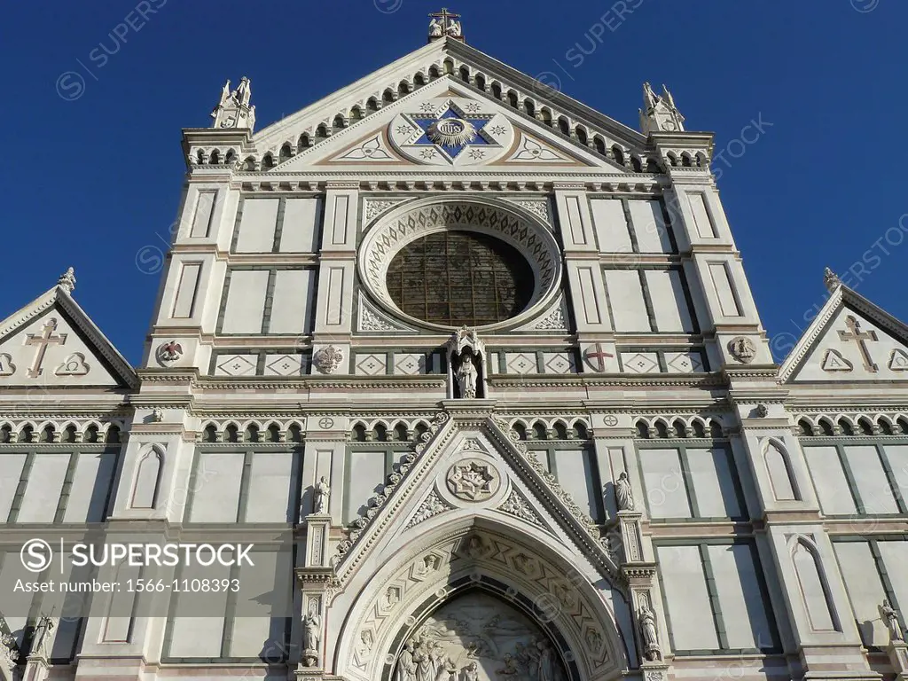 Florence Italy  Facade of the Basilica of Santa Croce in the historical city of Florence