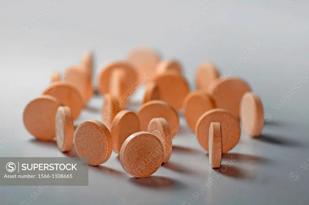 Close-up of pills arranged