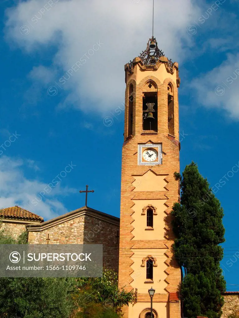 Belfry of the Church of Sant Esteve, Ripollet, Barcelona province, Catalonia, Spain