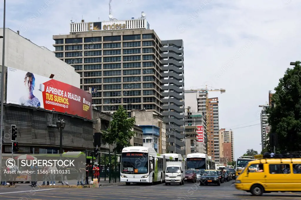 Santiago de Chile city. Bernardo O´Higgins Avenue.