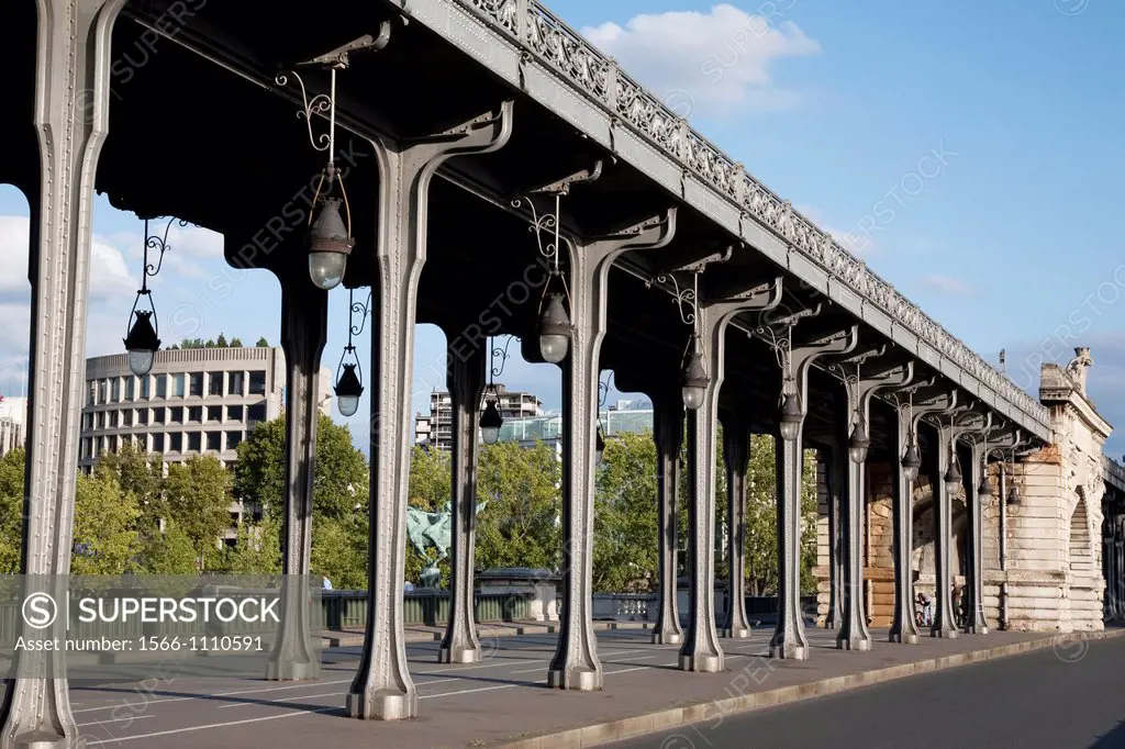 Subway Section of Pont de Bir Hakeim Bridge, Paris