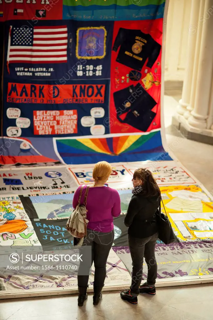 The AIDS Memorial Quilt on display in City College of New York in Harlem on World Aids Day Thirty years ago in 1981 the Centers for Disease Control pu...