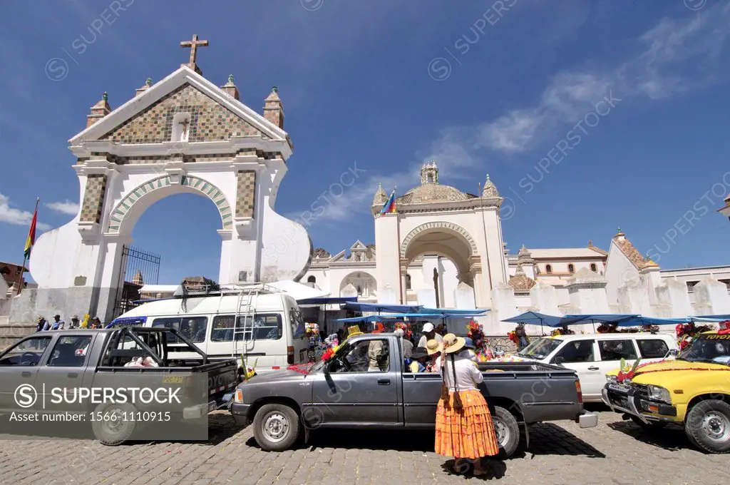 Basilica of Our Lady of Copacabana. Copacabana is the main Bolivian town on the shore of Lake Titicaca.  Our Lady of Copacabana is the patron saint of...