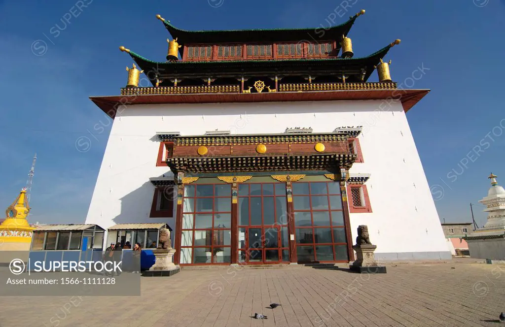 the main temple at Gandan Monastery in Ulan Baatar, Mongolia