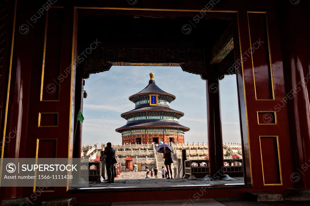 View of the Temple of Heaven from the north gate during summer in Beijing, China