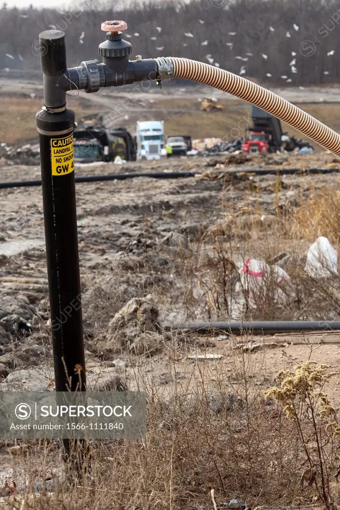 Smith´s Creek, Michigan - A well collects methane gas from decaying garbage at St  Clair County´s Smith´s Creek Landfill  The methane is used by DTE B...