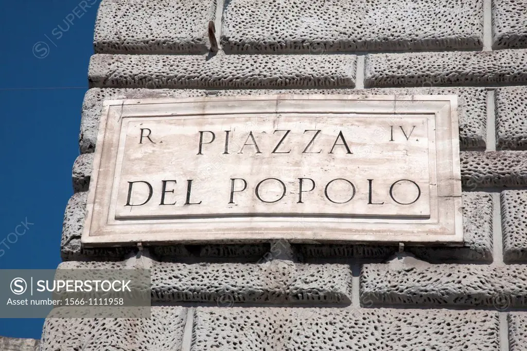 Piazza del Popolo Square Sign, Rome, Italy