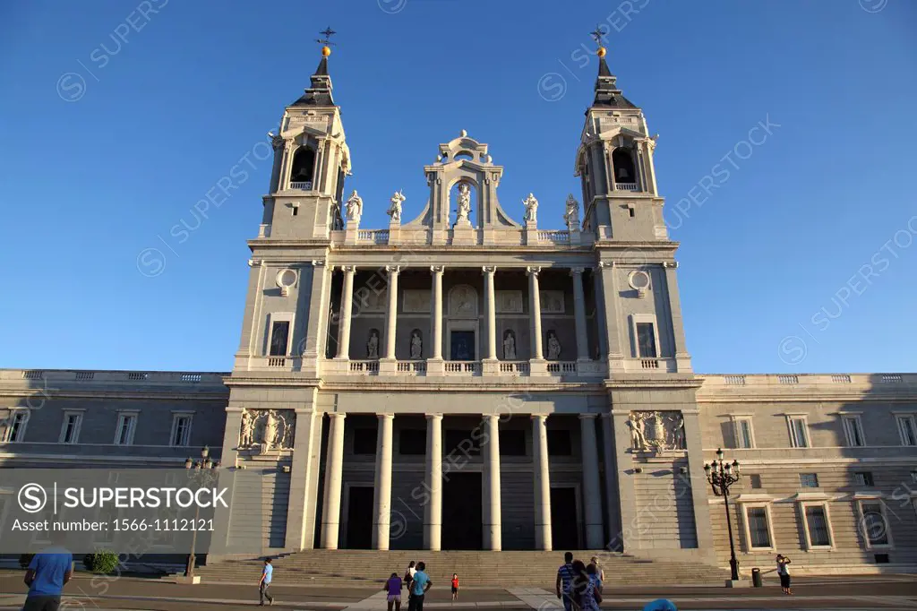 Facade of Almudena Cathedral, Madrid, Spain, Europe