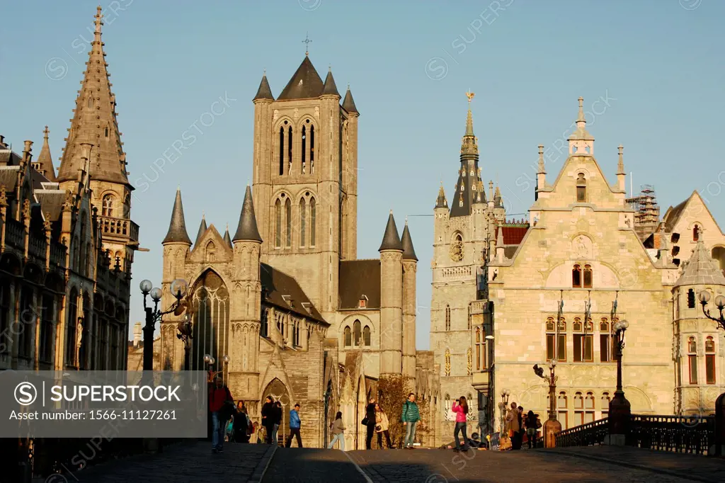 St. Nicholas´ Church and Belfry at Ghent, Flanders, Belgium, Europe.