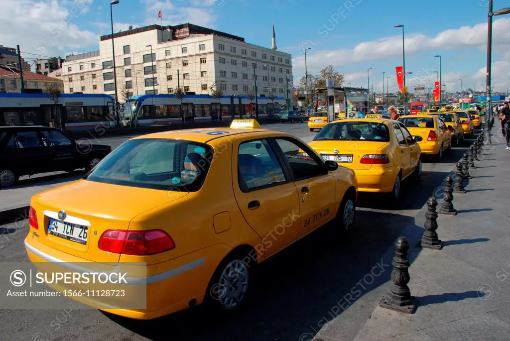 Yellow Cabs in Istanbul at the Bospurus