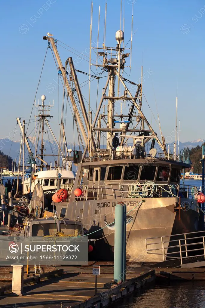 Commercial fishing boats at marina, Nanaimo, Vancouver Island, British Columbia.