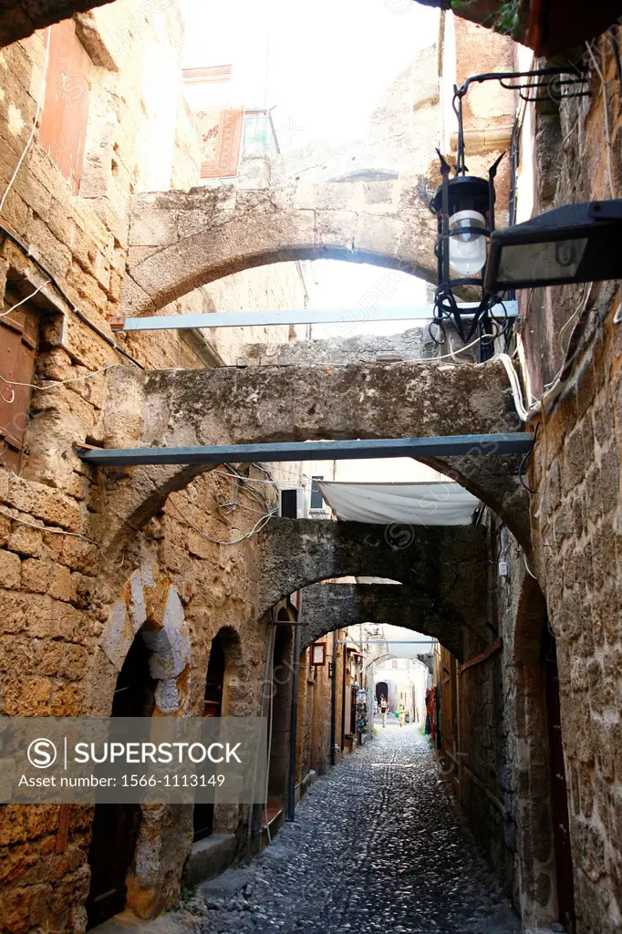 Street in the Rhodes old Town, Rhodes, Greece