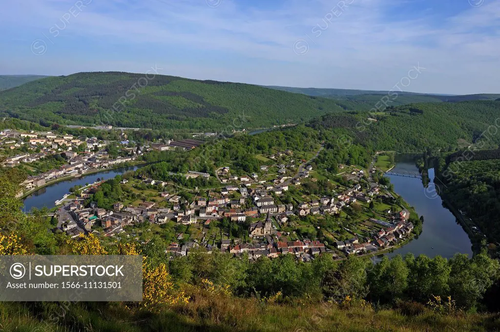 meander of Meuse River at Montherme, Ardennes department, Champagne-Ardenne region of northeasthern France, Europe.