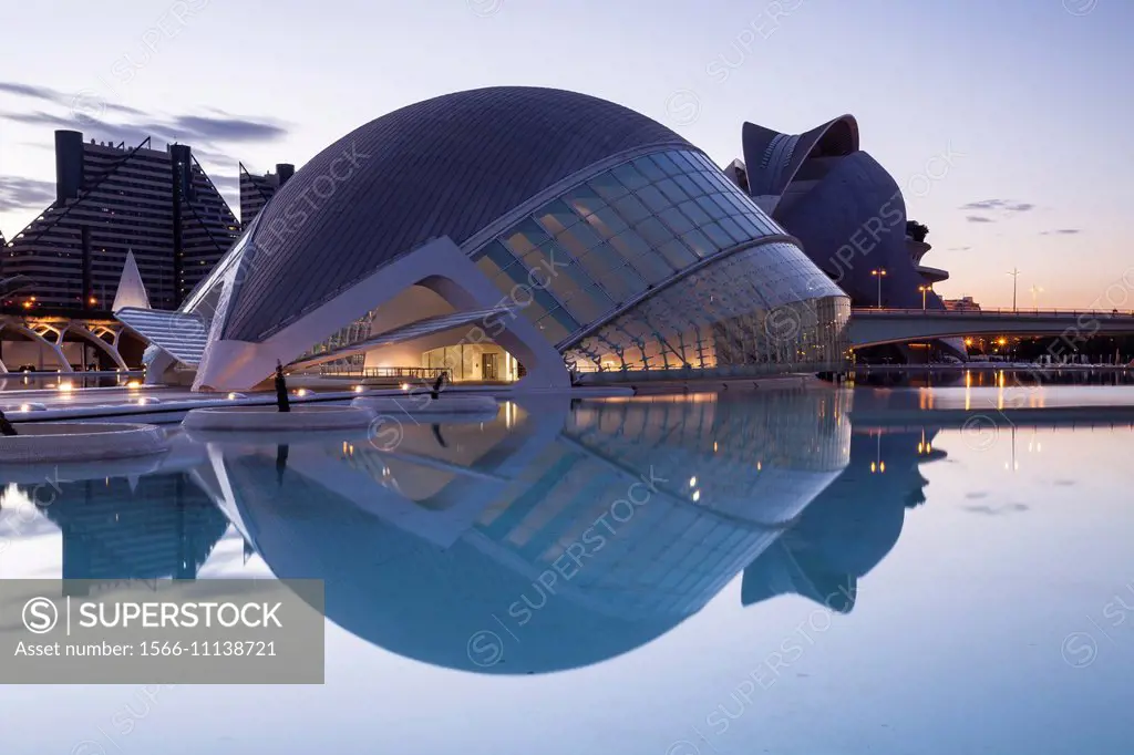 The City of Arts and Sciences (Ciudad de las Artes y las Ciencias) in Valencia, Spain. The complex was designed by Santiago Calatrava and Félix Candel...