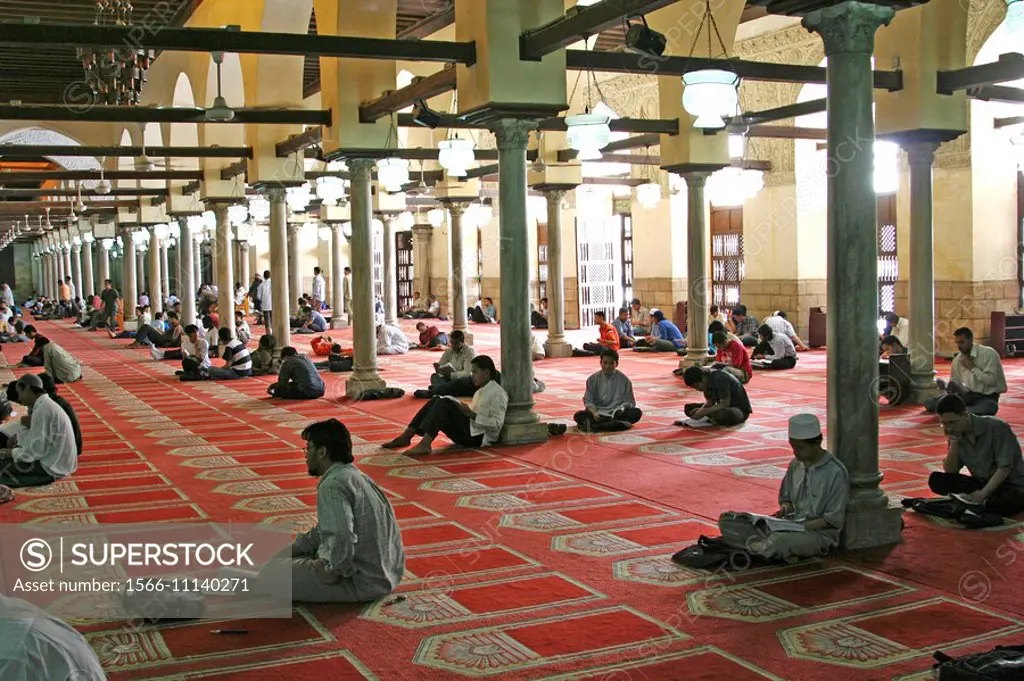 Al-Azhar mosque, Interior view, Cairo, Egypt