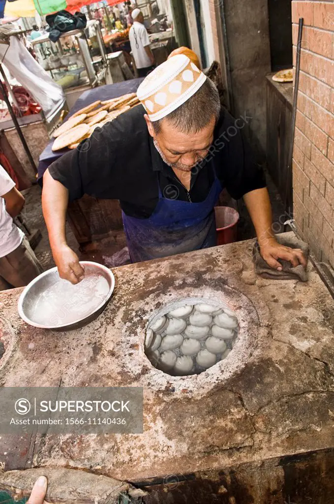 A local bakery in the old city of Kashgar, China.