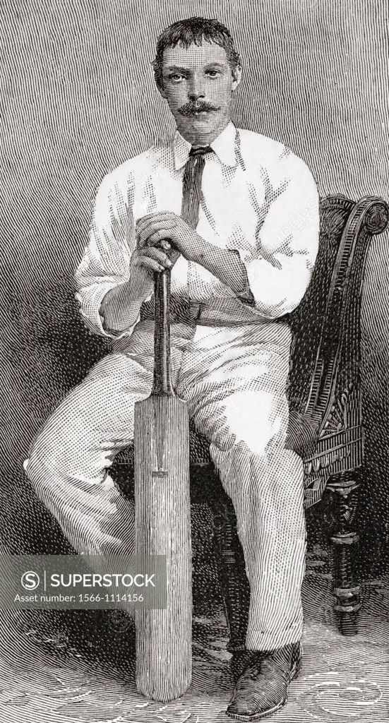 Robert Abel, aged 27, 1857-1936, nicknamed ´The Guv´nor´  English cricketer  From The Strand Magazine published 1894