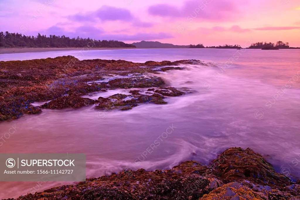 Chesterman Beach at sunrise, Tofino, Vancouver Island, British Columbia.