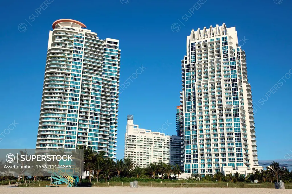 Tall buildings in Miami Beach, Florida, USA