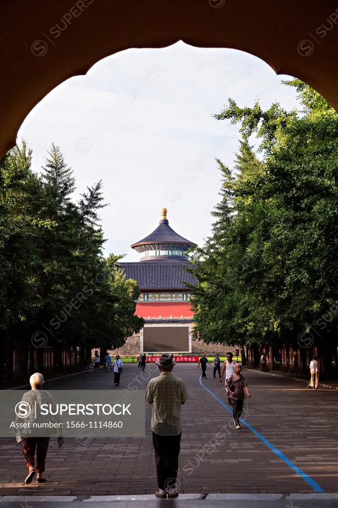 View of the Temple of Heaven from the north gate during summer in Beijing, China