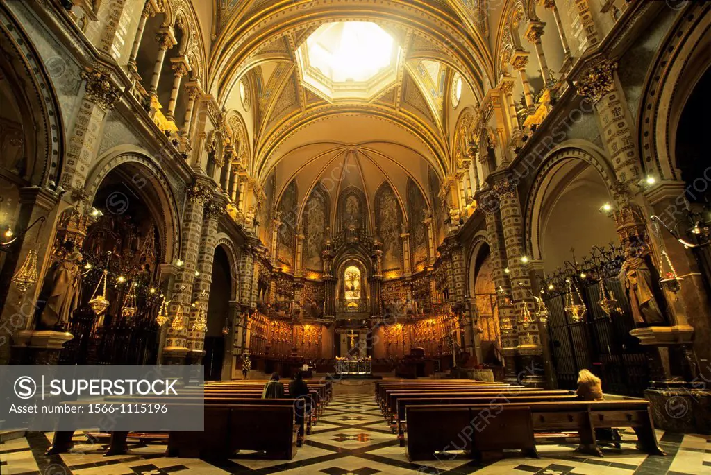 basilica of the Benedictine abbey Santa Maria de Monserrat, Catalonia, Spain, Europe