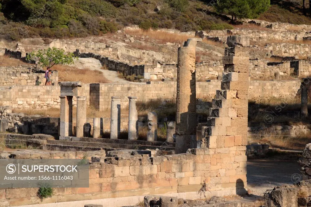 The ruins of the Doric temple in the ancient Kamiros, Rhodes Island, Greece