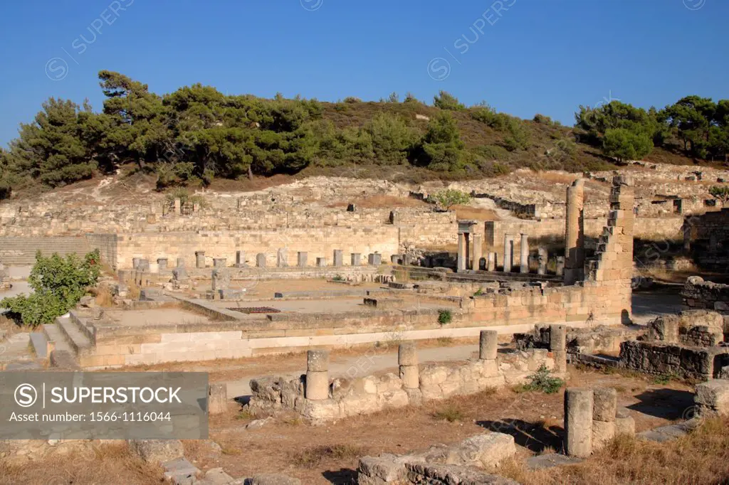 The ruins of the Doric temple in the ancient Kamiros, Rhodes Island, Greece