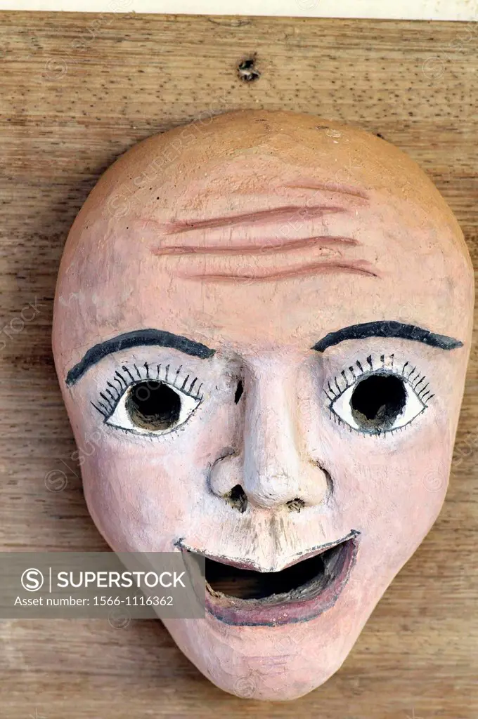 Mask. Mission church ´Iglesias de las Misiones´. Concepción, town in the lowlands of Eastern Bolivia. It is known as part of the Jesuit Missions of th...