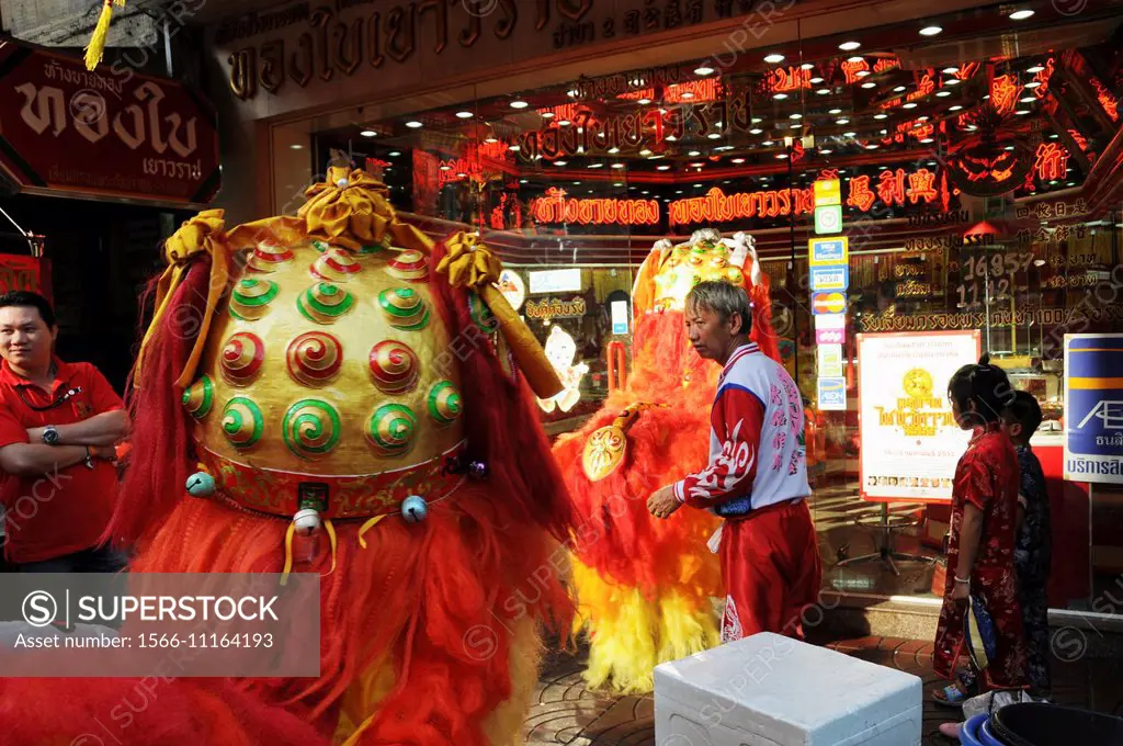 Chinese mythical creature in the Chinese New Year celebrations in Bangkok´s Chinatown