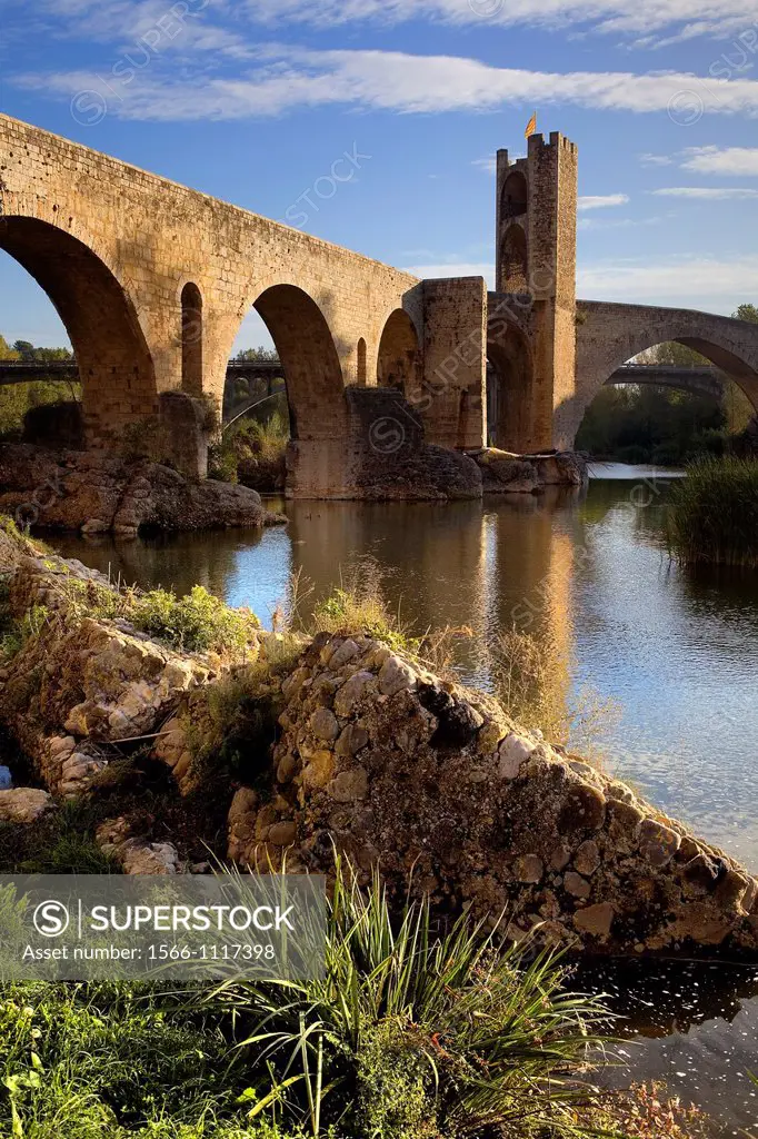 Medieval Bridge -11st Century, Besalú, La Garrotxa, Girona, Spain