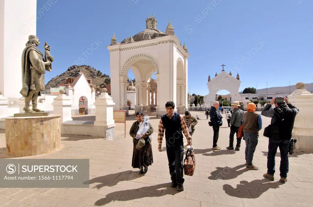 Basilica of Our Lady of Copacabana area. Copacabana is the main Bolivian town on the shore of Lake Titicaca.  Our Lady of Copacabana is the patron sai...