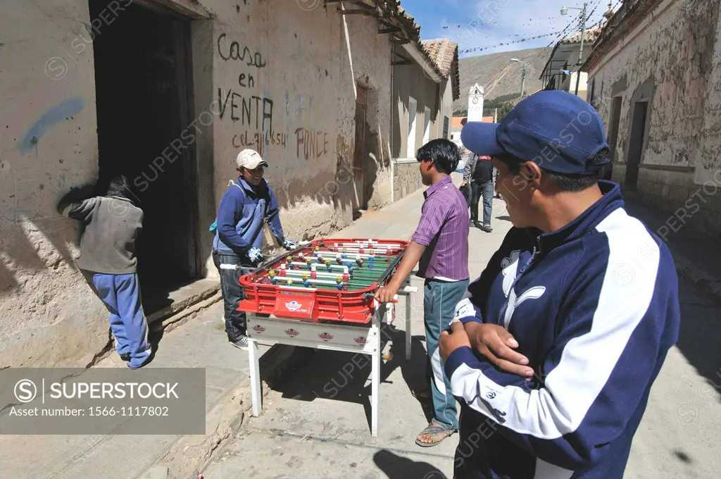 Playing table football. Tarabuco is a Bolivian town in the department of Chuquisaca, capital of the Yamparáez Province and its first section, Tarabuco...