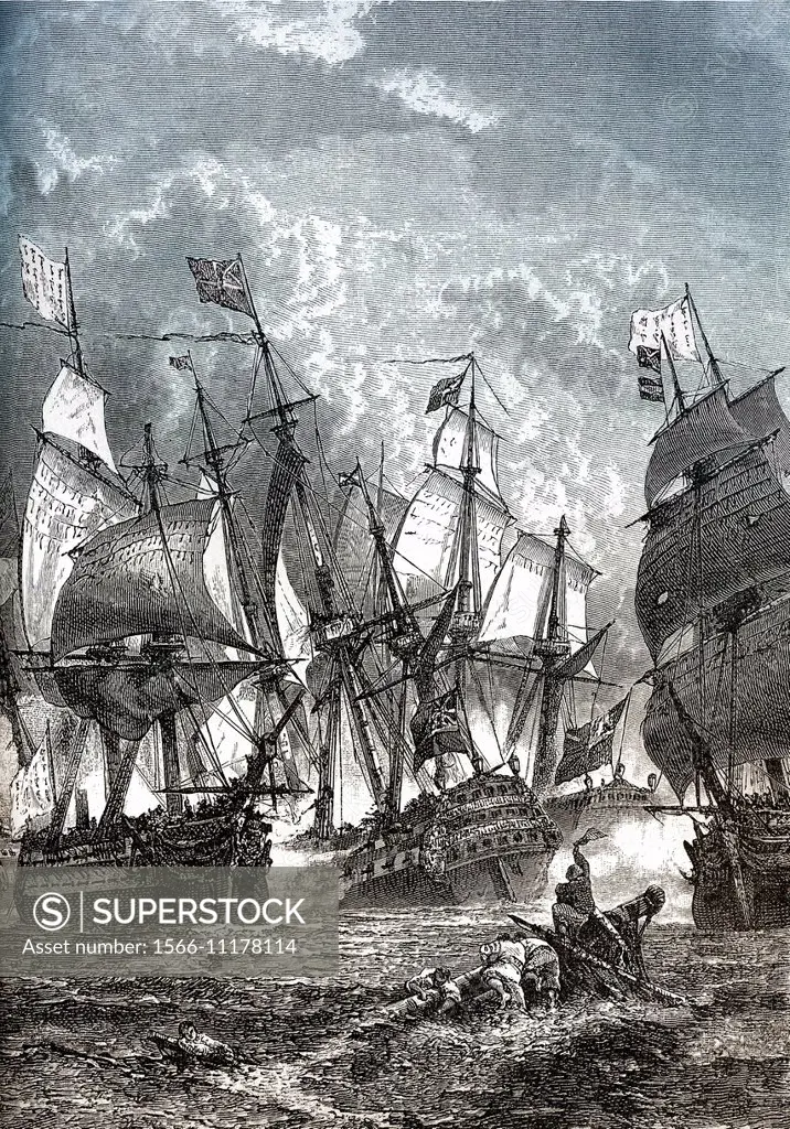 The Battle of Cuddalore between a British and a French fleet off the coast of India near Cuddalore during the American Revolutionary War on 20 June 17...