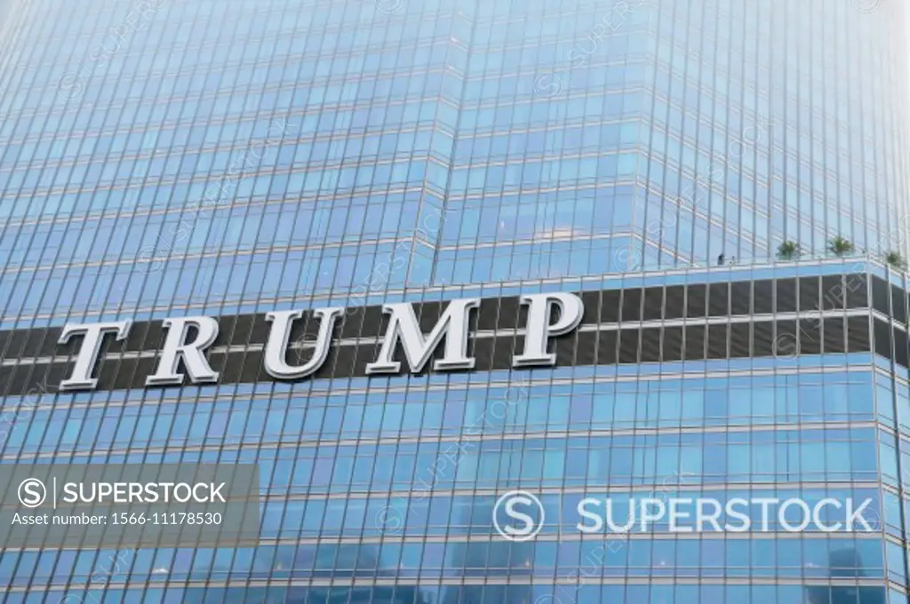 Trump Tower with controversial Trump sign. Chicago, Illinois.